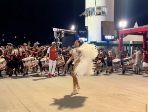 Kelly Ferreira, em ensaio da Mocidade Alegre, campeã do Carnaval 2024