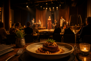 Espetáculo une teatro e jantar em cinco tempos