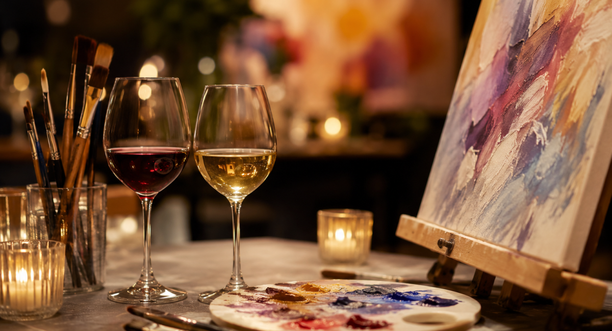 “Art & Wine” tem pintura guiada e open bar de vinho