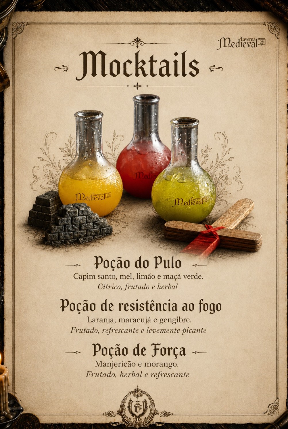 Taverna Medieval lança carta com 16 drinques