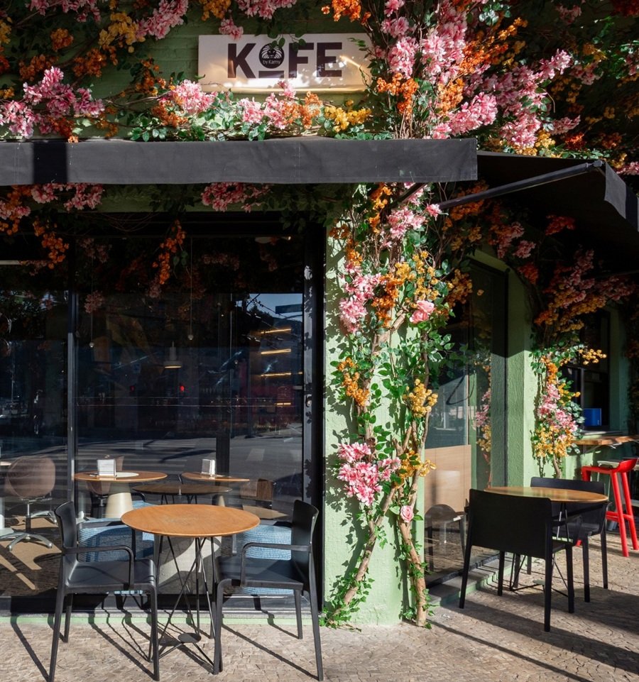 cafés com flores