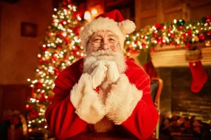 Papai Noel chega de carro antigo no Cantareira